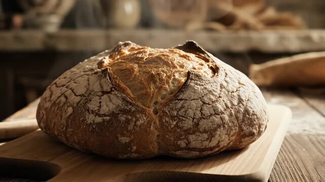 Artisan bread placement on rustic wooden table highlighting texture and craftsmanship