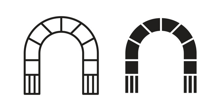 Archway icon vector pack. Thin linear and black flat style.