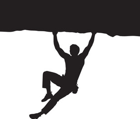 Man Hanging from Edge Silhouette.