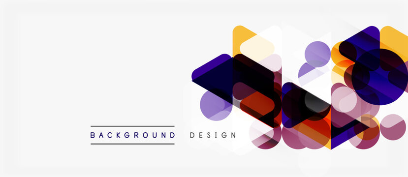 Abstract geometric shapes overlap, creating vibrant colorful background. Modern design elements suggest innovation, technology.