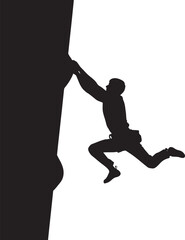 Man Silhouette Climbing Rock Wall Illustration.