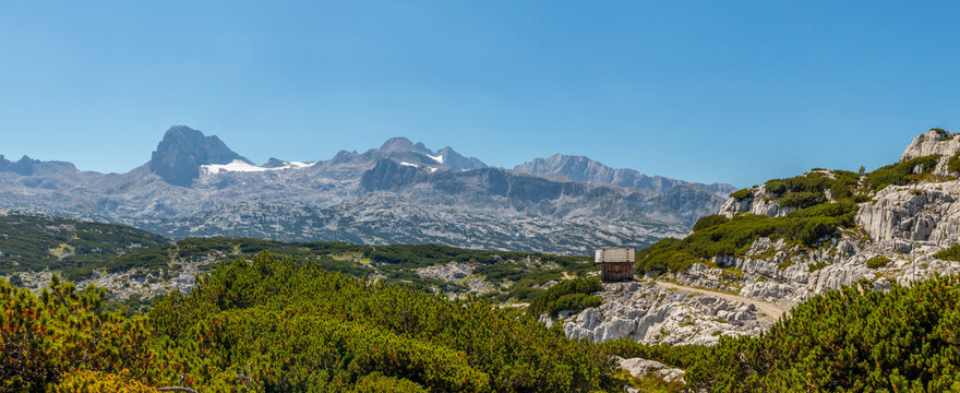 Dachstein mountain view from Karstlehrpfad near Krippenstein, Alps, Austria