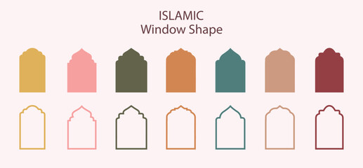 Collection of oriental style Islamic windows and arches.