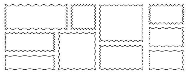 Geometric zig zag wavy edge stickers, frames, shapes.Zig zag edge