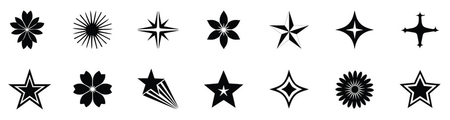 Sparkle star icons set. Star set. Vector blink star.