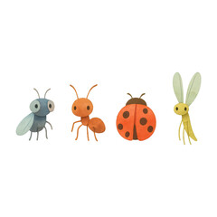Fototapeta premium PNG Cute cartoon insects illustration