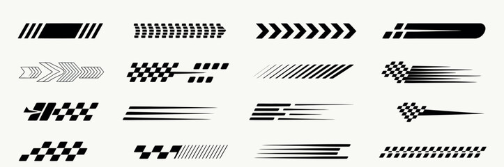 racing stripes and checkered flag designs, dynamic motorsport inspired vector graphics for car branding vehicle wraps advertising posters banners and professional automotive design projects. © MDFARID