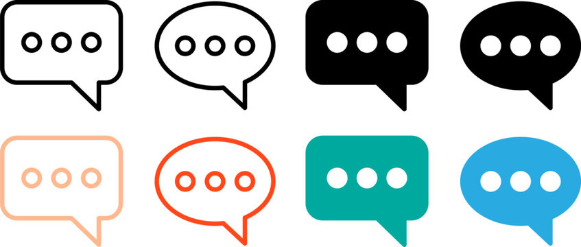 Colorful chat bubble icons for digital communication and social media