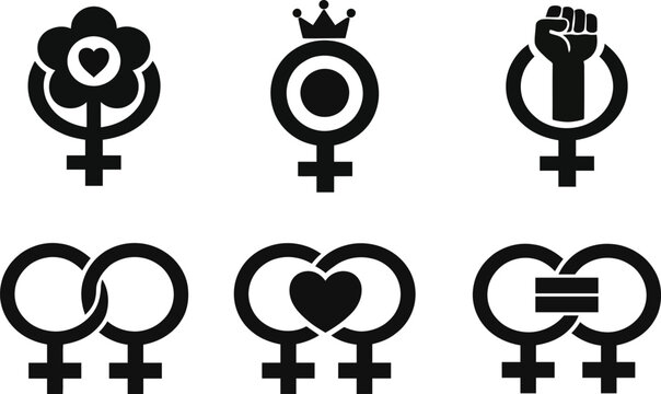Variations of the venus symbol for women and lgbtq rights