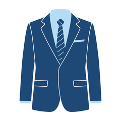 Classic blue suit with striped tie and pocket square © creative vector hut