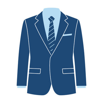 Classic blue suit with striped tie and pocket square