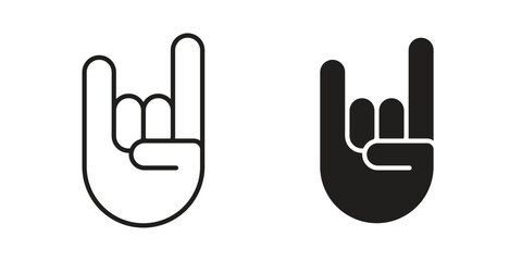 Fototapeta premium Hand Horns icon vector pack. Thin linear and black flat style.