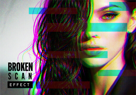 Broken Scan Effect Mockup
