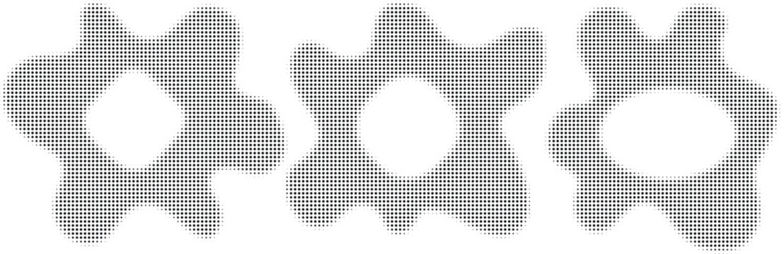 Halftone sound equalizer icons with lines and dots circular sound wave frames abstract music symbols vector illustration for audio beats