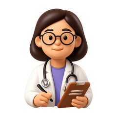 Fototapeta premium PNG Cartoon doctor with clipboard smiling.