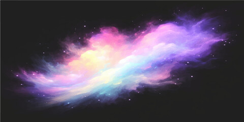 A vast blue nebula swirls through a dark abstract space background filled with bright stars, glowing galaxies, and distant fantasy planets across the cosmic universe © alien