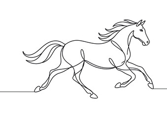 lines art drawing horse modern logo vector symbol icon illustration design

