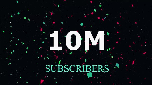  10M Subscribers Celebration 330k. Animation with Double Pop Confetti Party Popper Easy, Golden color Confetti Party Popper Explosions Abstract Background	