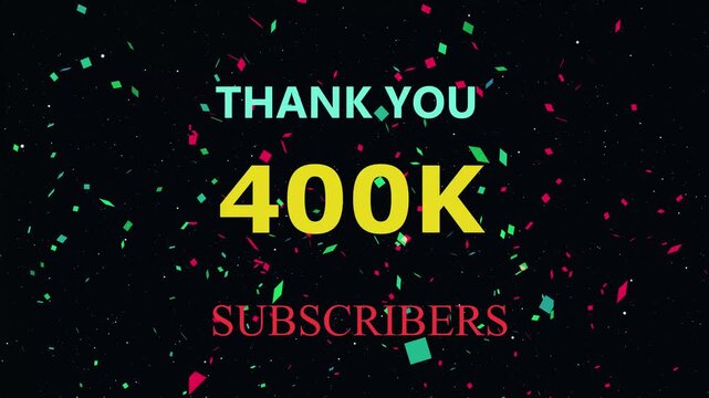 Thank You 400k Subscribers Celebration Animation with Double Pop Confetti Party Popper Easy, Golden color Confetti Party Popper Explosions Abstract Background	