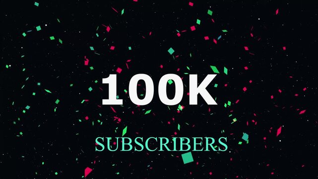  100k Subscribers Celebration  Animation with Double Pop Confetti Party Popper Easy, Golden color Confetti Party Popper Explosions Abstract Background	