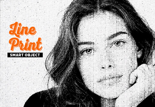 Grainy Line Print Effect Mockup