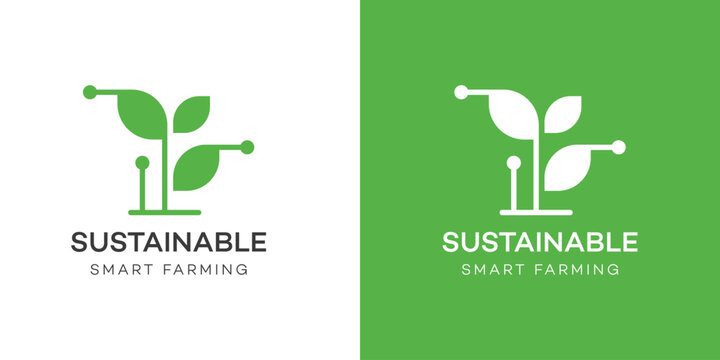 Sustainable Smart Farming Logo  Modern Green Tech Design