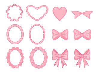 Pink cookie cutters in various shapes including hearts bows and flowers arranged neatly