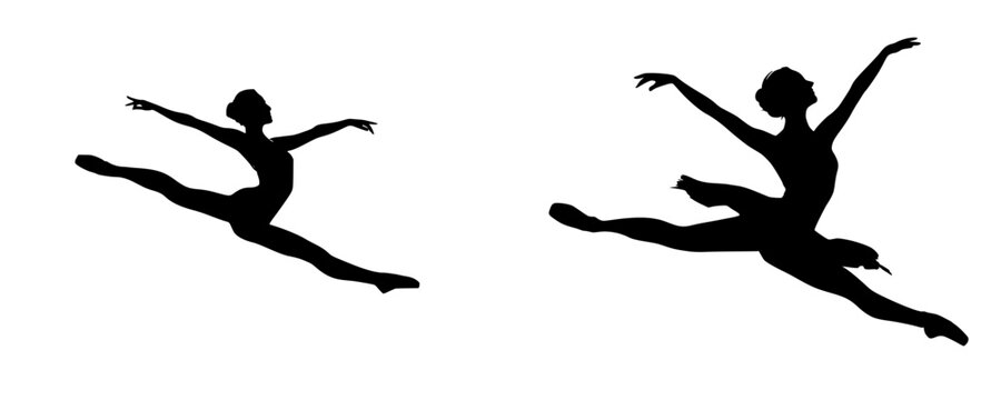 Elegant Silhouette of a Ballerina in a Grand Jete Leap