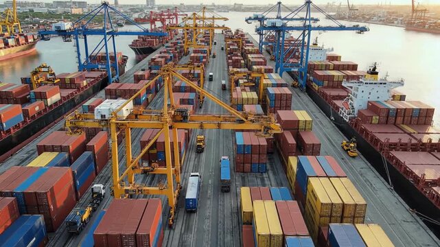 Busy Container Shipping Terminal