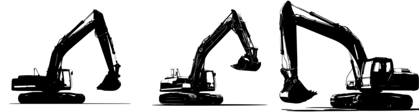 Robust Construction Machine - A Monochrome Marvel of Power and Precision