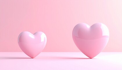 Two Pink Hearts on a Pink Background Representing Love Affection and Valentine's Day Concepts.