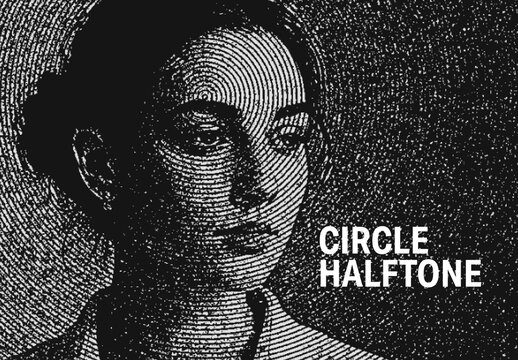 Circle Engraving Halftone Photo Effect Mockup