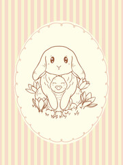 Cute bunny with duck in pastel frame vector art