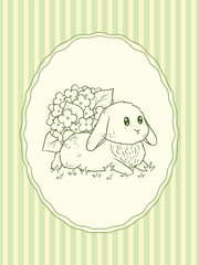 Cute bunny with flowers in pastel frame vector art