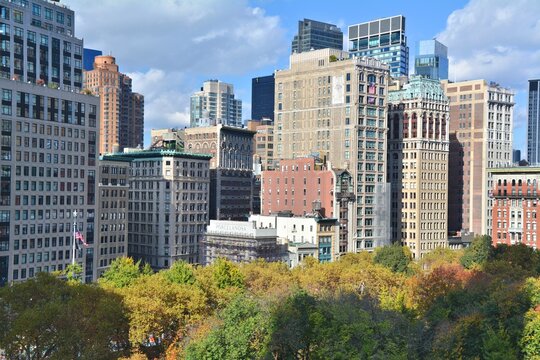New York City, USA - November 11, 2024: Madison Square Park 5th Avenue at Manhattan New York City. View from above. Beautiful cityscape landmark.
