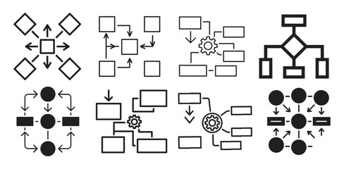 Block flowchart and squared process diagram icon collection. vector illustration eps 10