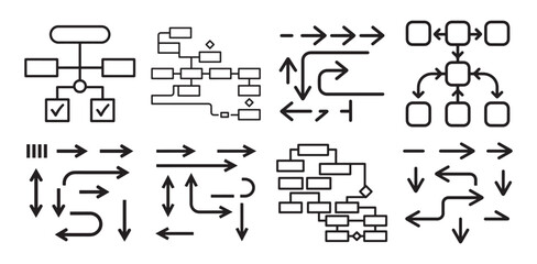 Directional path and workflow navigation diagram icon set. vector illustration eps 10