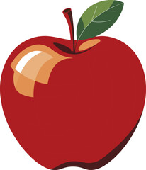 Red Apple with Green Leaf and Brown Stem fruit