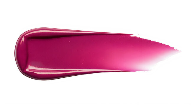 A swatch of pink lip gloss on a white background isolated on transparent background
