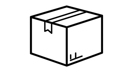 Minimalist isometric line icon of delivery box