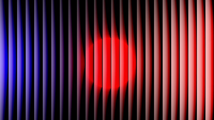 Abstract vertical bars with red circular light burst in the center
