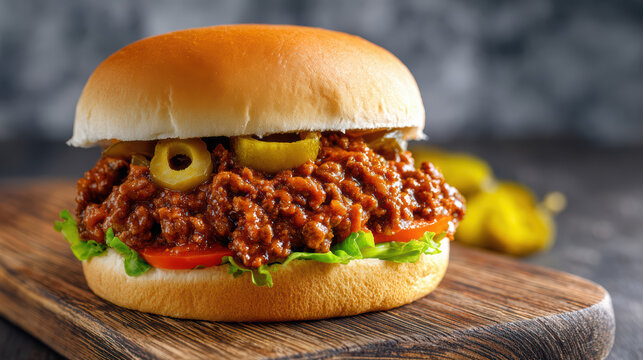 sloppy joe sandwich with messy ground beef