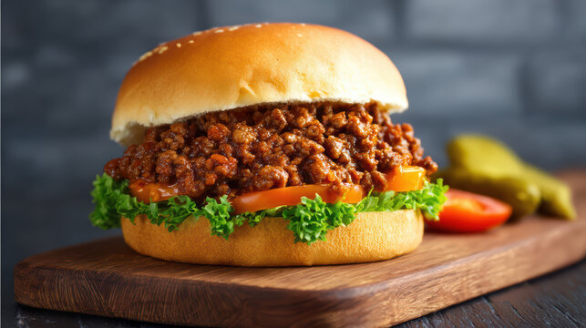 sloppy joe sandwich with messy ground beef