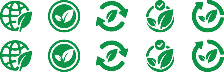 Obraz premium ecology recircle leaf green natural word icon set vector illustration design art 