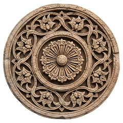 Obraz premium Intricate Circular Stone Relief with Islamic Floral Pattern
