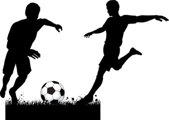 Soccer Players on Grunge Background