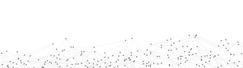 Abstract technology background with dots connected by lines forming a minimalist mesh and plexus shape. Futuristic digital network design for data, science, innovation, and modern web projects. © AndS