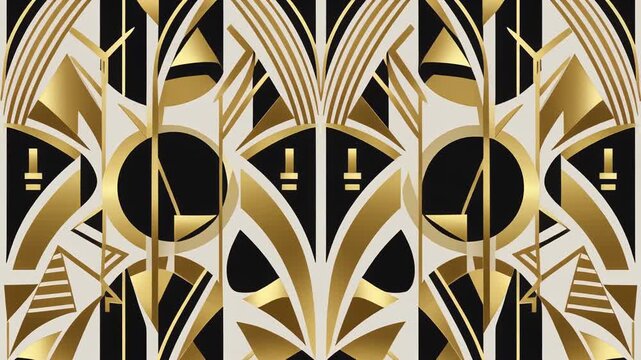 Elegant gold and black art deco pattern with geometric shapes