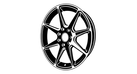 Obraz premium Black Car Wheel with Five Spokes.