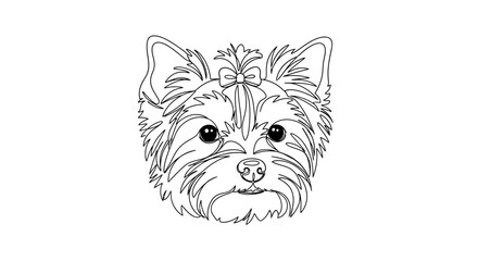 Obraz premium Yorkshire Terrier Dog Face Line Art Illustration.